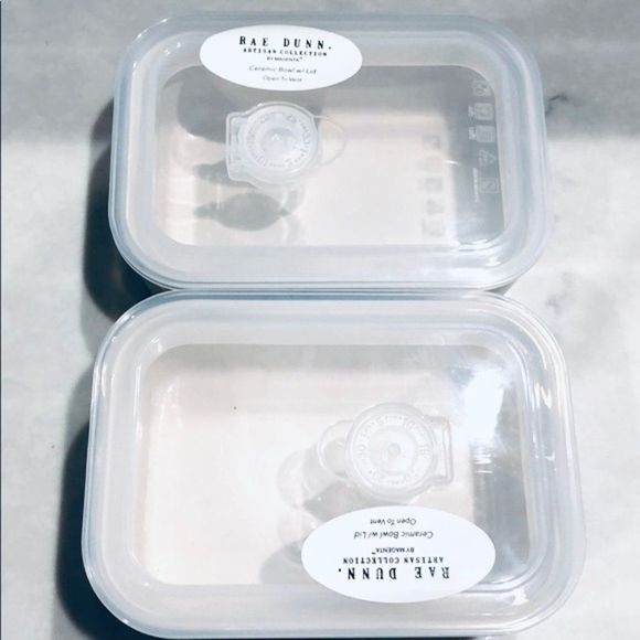 NWT Rae Dunn 2 pieces Lunch & Delish Ceramic Containers Set with Vented Lid New - Picture 8 of 15